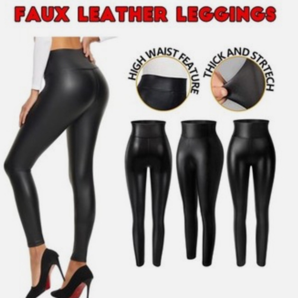 Leggings Faux Leather High Waist SZ- 8-10 Medium NWT